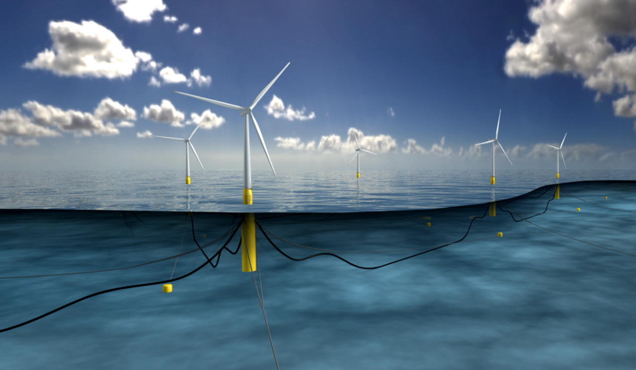 3D illustration of wind turbines